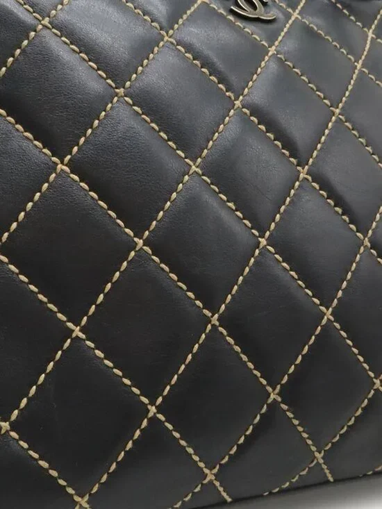 Chanel Wild Stitch CC Logo Tote Leather Black - Picture 9 of 9